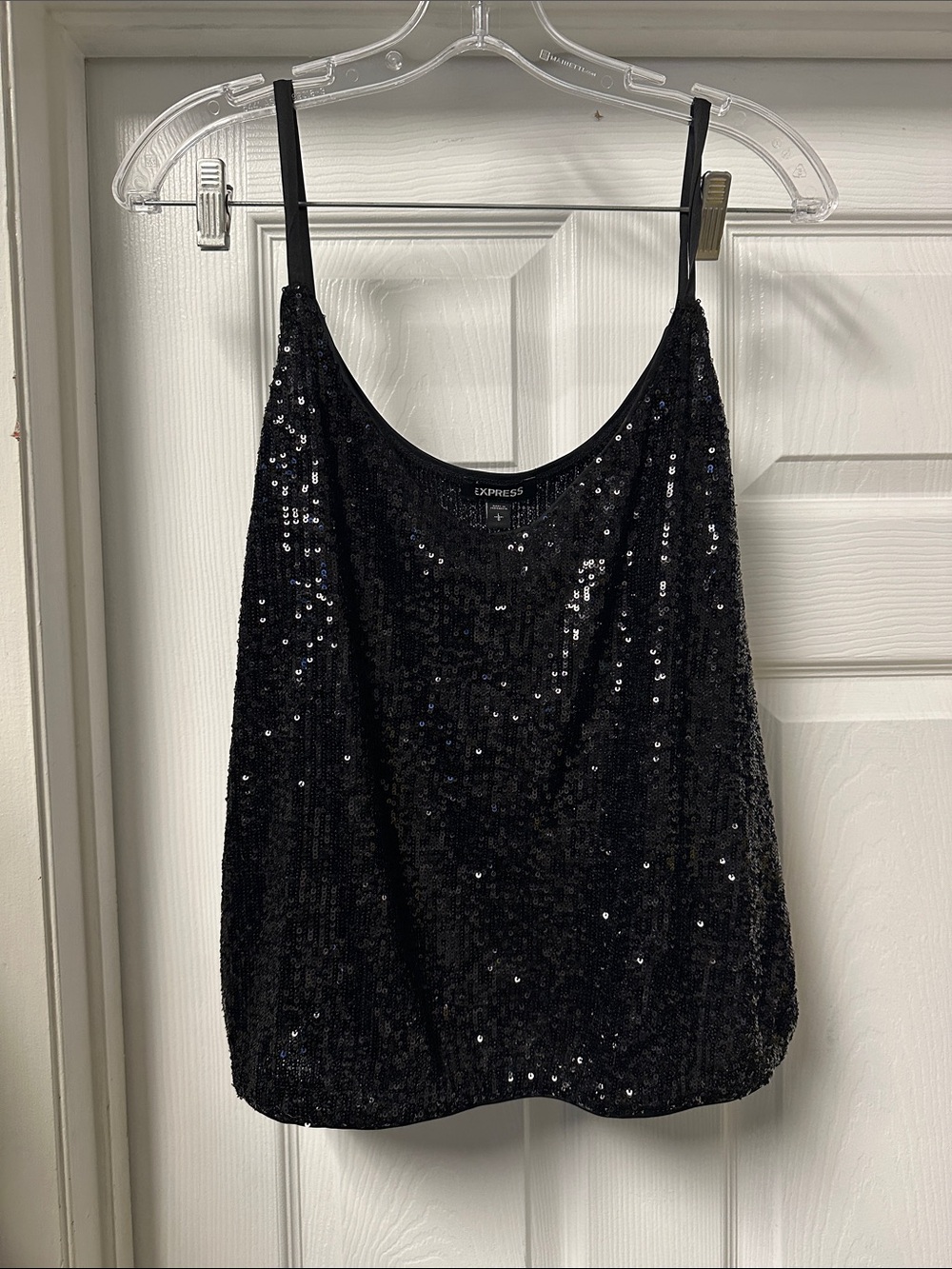 Express Black Sequin Spaghetti Strap Cami